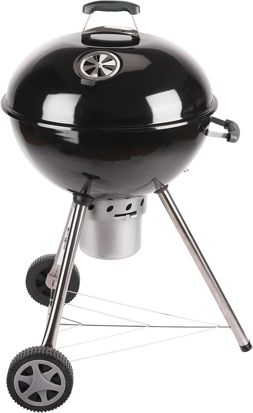 Barbecue a Carbone Kansas Ø57cm con Termometro Integrato e Griglia in Acciaio Cromato