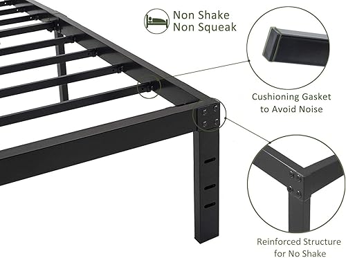 Miniatura 5 de 45MinST Marco de cama de almacenamiento máximo de 18 pulgadas, plataforma reforzada, 3500 libras, resistente, fácil montaje, base de colchón,
