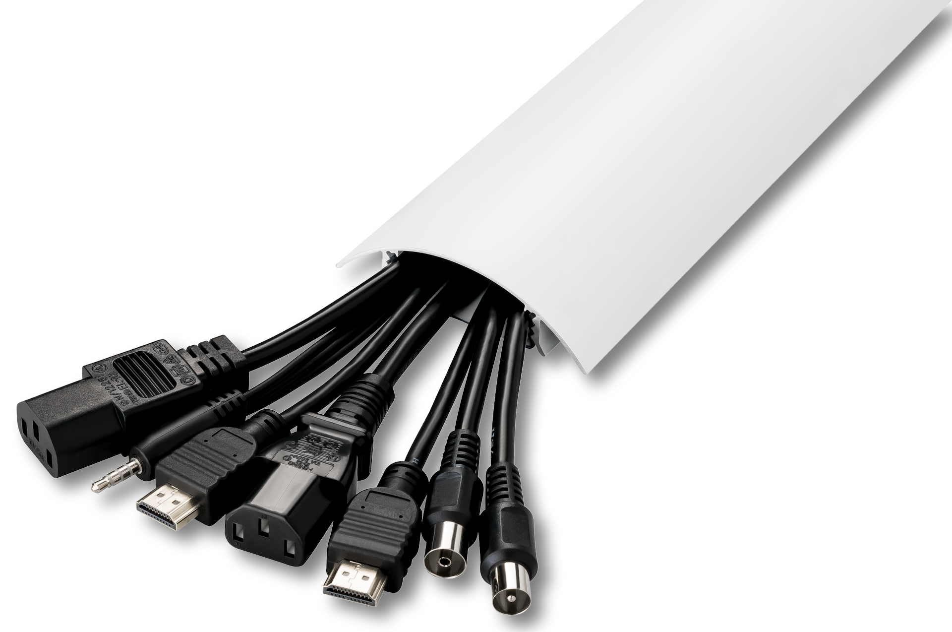 ALUNOVO TV Design RAL9003 - Canaleta para cables (aluminio, 160 x 8 x 2,1 cm, montaje con tornillos o adhesivos), color blanco mate