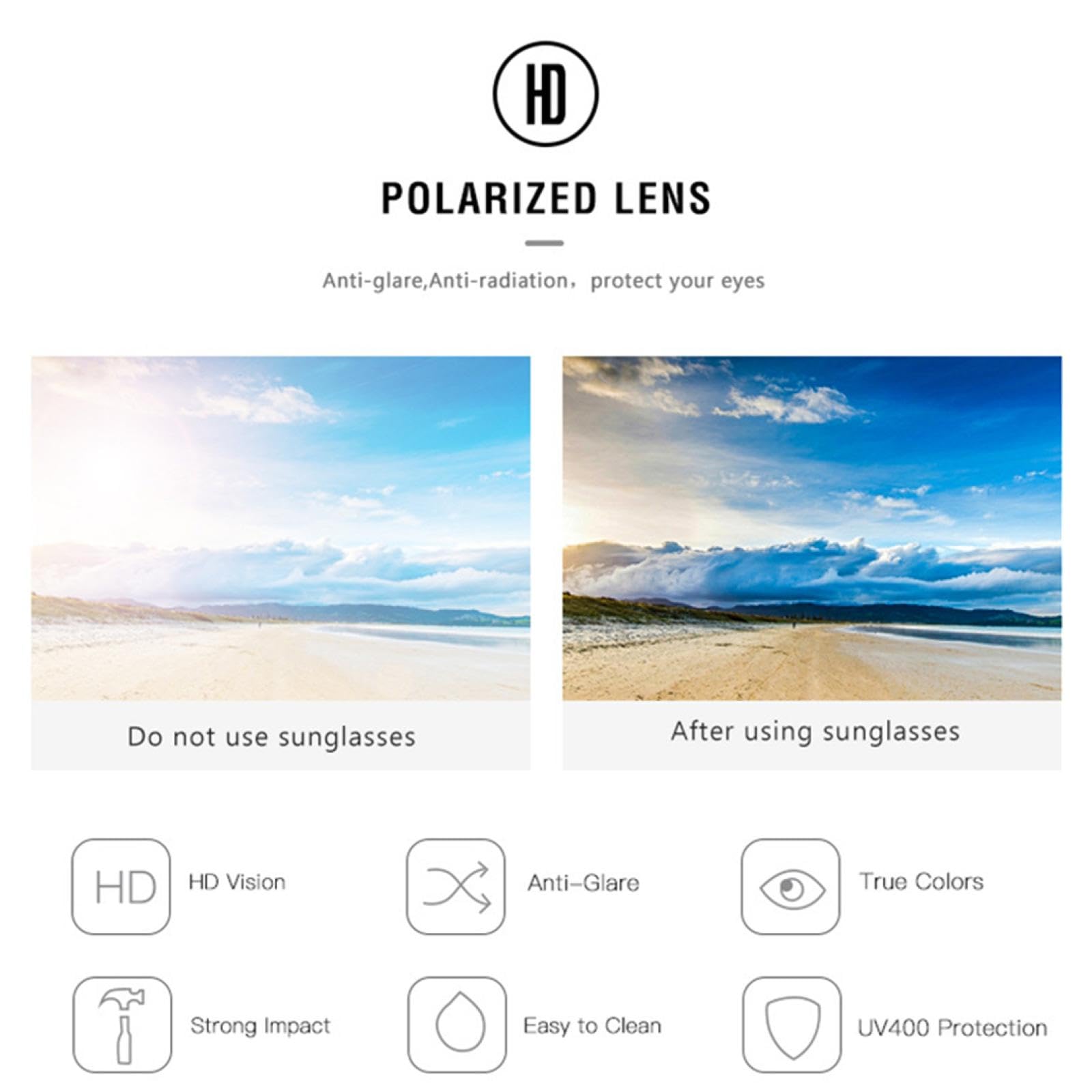 Gafas de sol polarizadas para hombre, sin montura, ultraligeras, TR90, para conducir