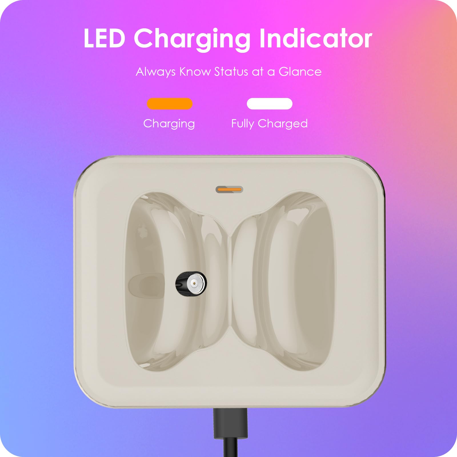 Estación de carga para auriculares AirPods Max 1 y 2 – Base de carga magnética con conector Lightning y USB-C, pantalla LED, fácil de cargar (Starlight)