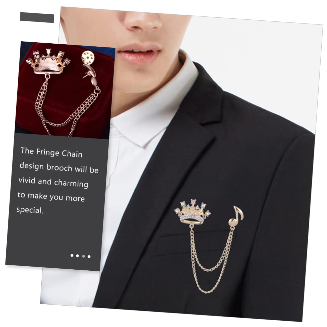 6 Pz spilla catena del collare di strass fermacravatta uomo elegant light arredamento accessori per uomo spille di note musicali abito corpetto emblema del partito Nota