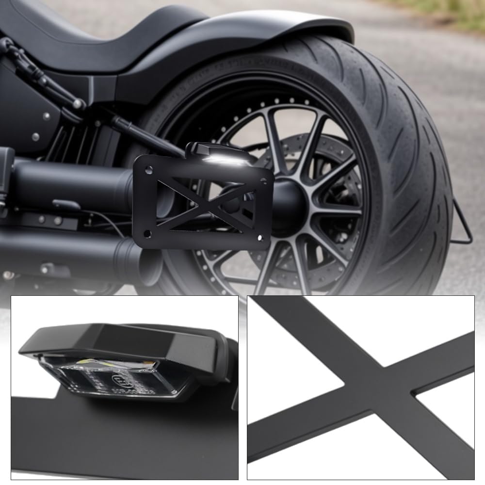 Baceyong Portamatriculas Moto, Soporte de luz de matrícula de Motocicleta Soporte de Licencia de luz Trasera LED en el Lado de la Motocicleta, Adecuado para Motocicletas, Bicicletas Deportivas