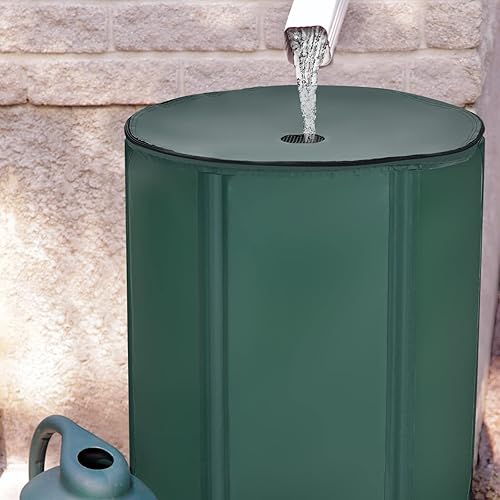 Miniatura 10 de Goflame - Colector de agua de barril de lluvia portátil, plegable, contenedor de almacenamiento de agua, color verde (60 galones)