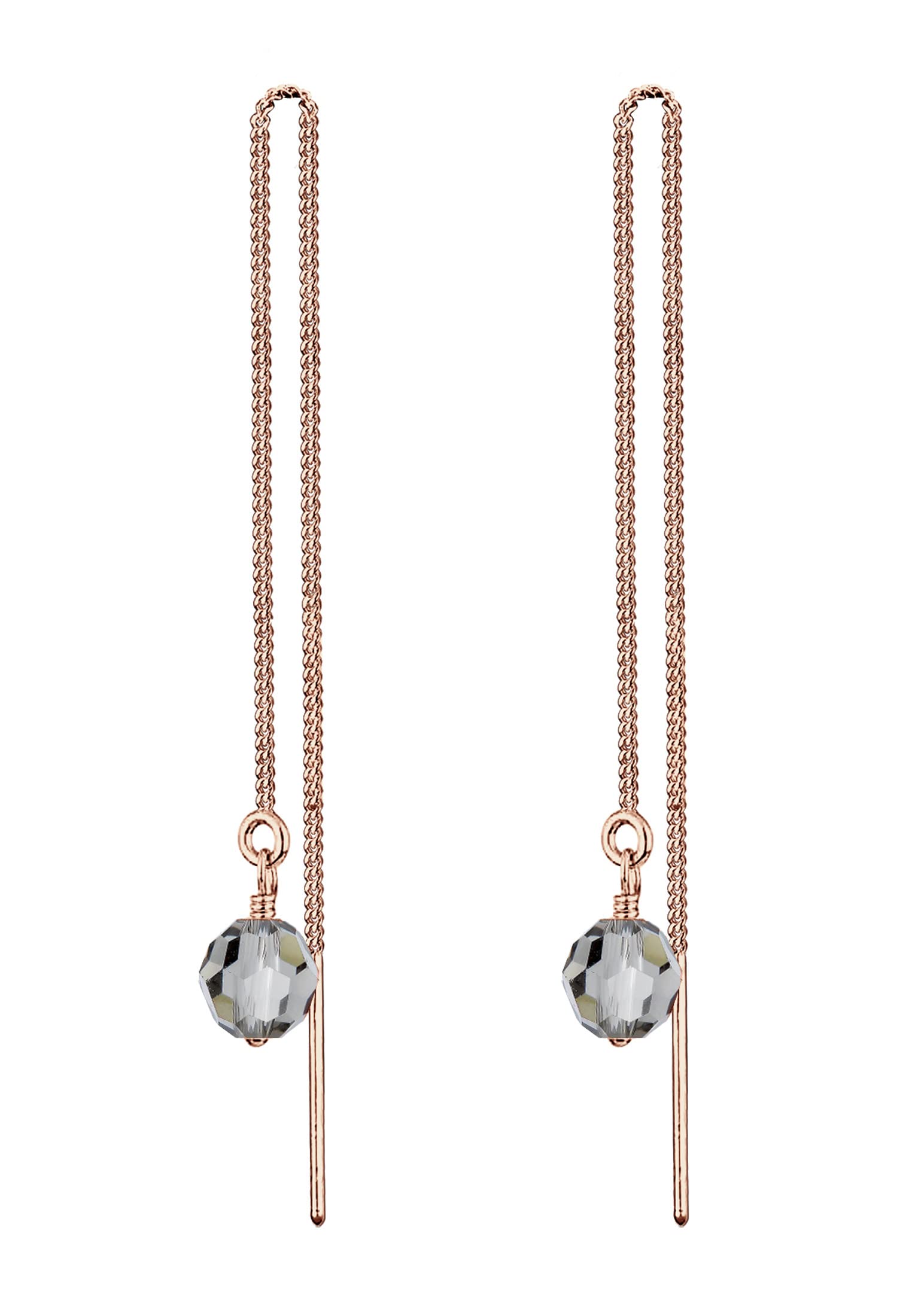 Elli Earrings Dangle Drop Crystals 925 Sterling Silver Rose Gold Plated