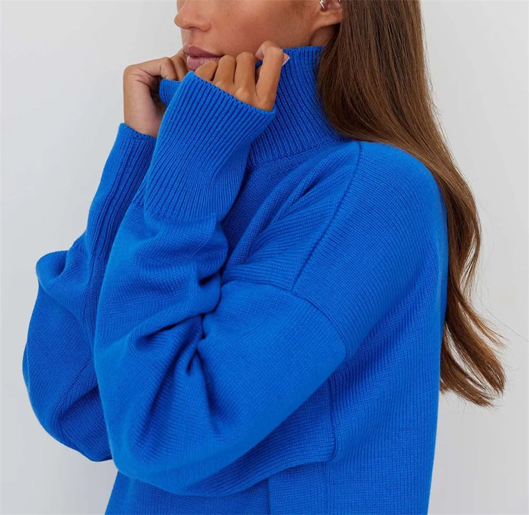Maglione da donna a collo alto di base oversize a maniche lunghe maglione a tinta unita maglioni per le donne