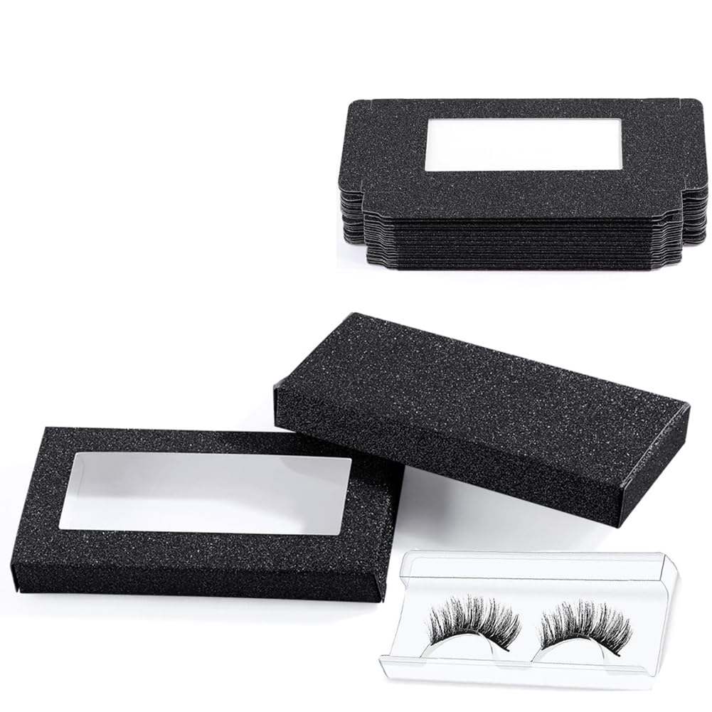 Jnchdghwa 20 Pieces Lash Packaging Empty Eyelashes Packaging Box,Empty Eyelash Boxes (Black)
