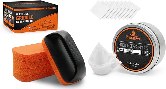 Griddle Cleaning Kit for Blackstone with Griddle Seasoning & Cast Iron Seasoning Conditioner