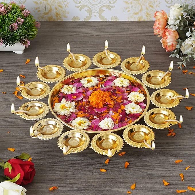 JN Crafts and Designs Diya Shape Flower Decorative Urli Bowl for Home Handcrafted Bowl for Floating Flowers and Tea Light Candles Home,Office and Table Decor| Diwali Decoration Items for Home (B0DGGNZWMR) Amazon Price History, Amazon Price Tracker