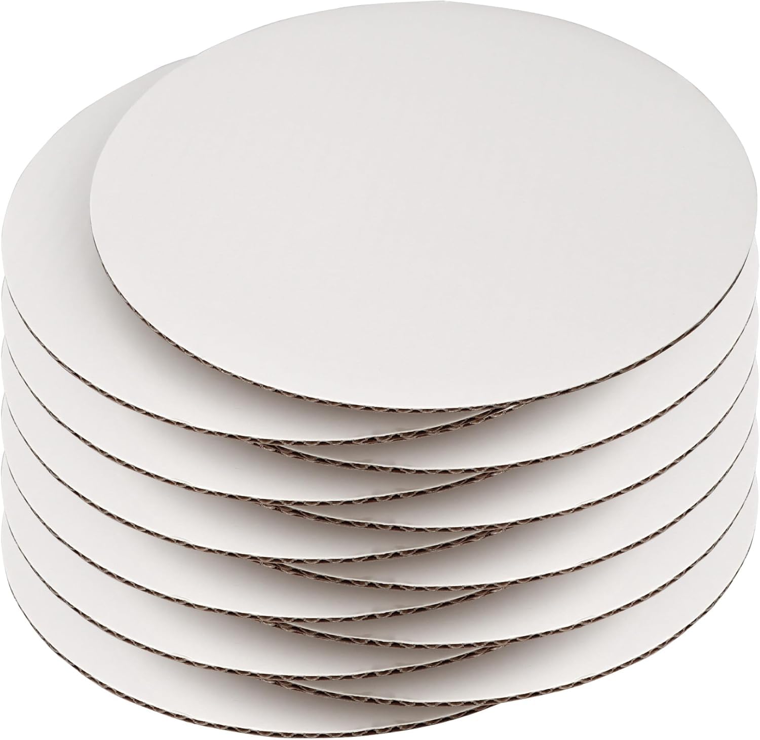 Manjonzic 8 Inch White Round Cake Boards - Circle Cardboard Base, Sturdy Corrugated, Disposable Plates 12-Pack