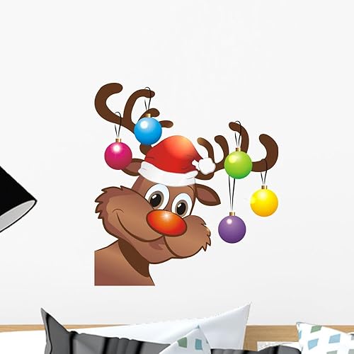 Miniatura 10 de Wallmonkeys Rudolph Rudolph - Vinilo adhesivo de pared de reno con Papá Noel, gráficos navideños (24 pulgadas de alto x 24 pulgadas de ancho) WM91078