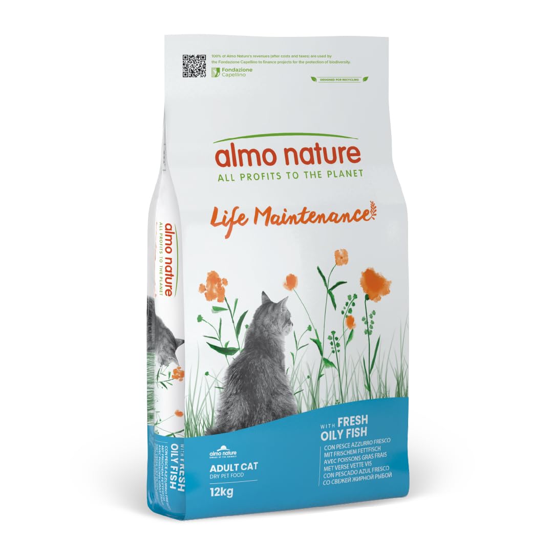 Almo Nature Holistic Adult Cat Maintenance ze świeżą rybą i ryżem – sucha karma dla kotów wszystkich ras, 12 kg