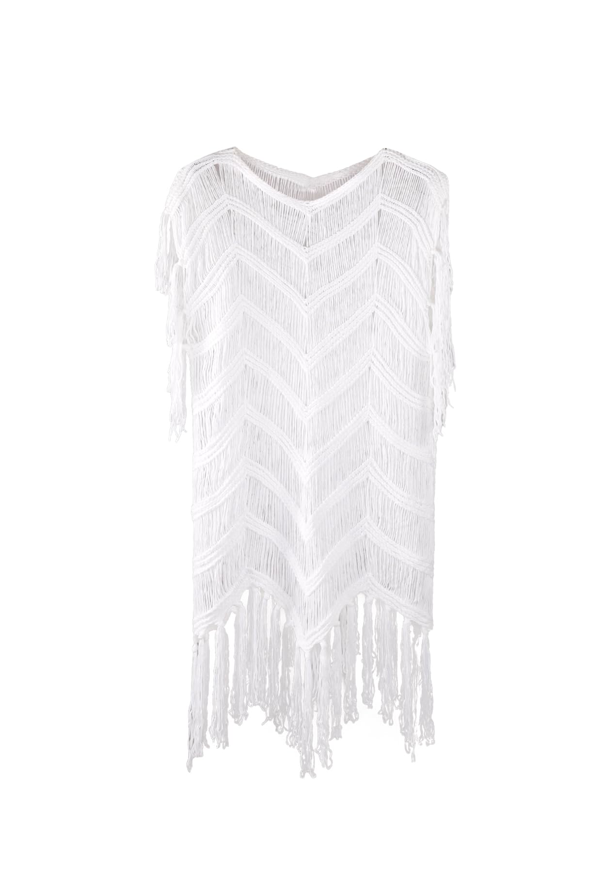 QUEEN HELENA Traje de baño transparente con flecos sin mangas vestido corto de verano mujer COM2