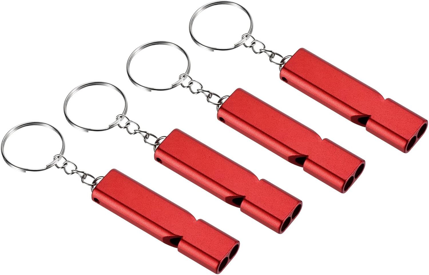 PATIKIL Emergency Survival Whistle, Double Tubes Whistles Super Loud Aluminum Whistles with Lanyard Keychain for Outdoor Camping Hiking Boating