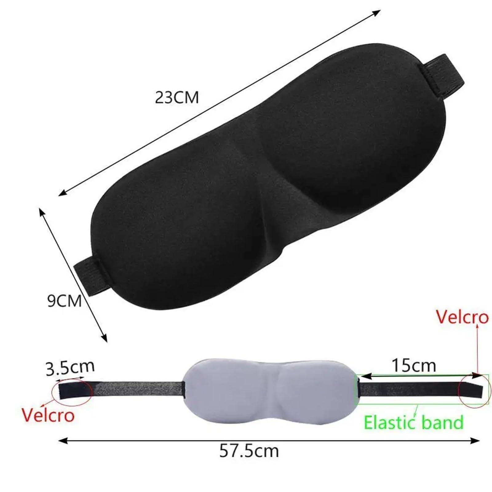Máscaras para dormir Zero Eye Pressure Blackout pa Máscara de seda for ojos, 1 pieza, 3D, antifaz for dormir, antifaz natural for dormir(Black)