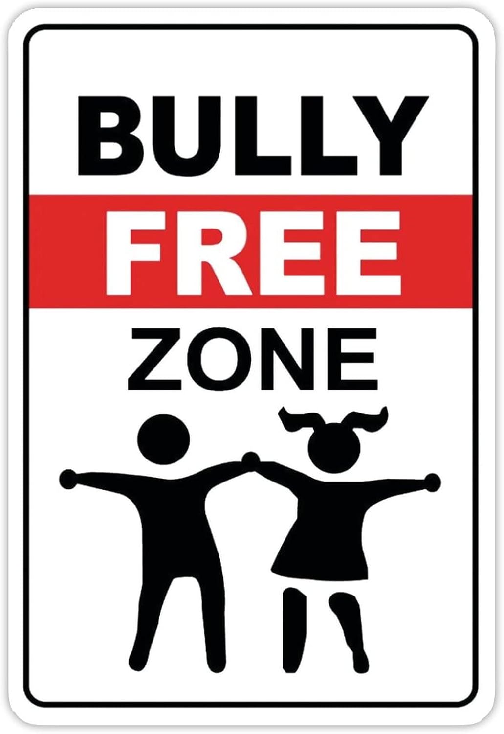 Funny Tin Metal Sign Bully Free Zone with Symbol Aluminum Metal Sign Aluminum Sign 8x12 inch Home Wall Art Decor Signs