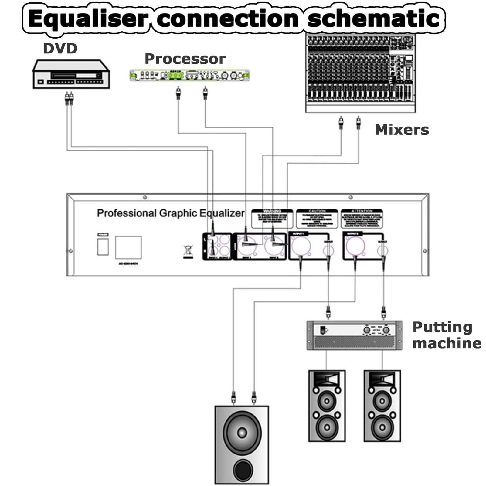 Ecualizador profesional analógico de etapa, ecualizador digital de 31 bandas para sistema de audio estéreo doméstico, pantalla LCD HD, chip de procesamiento DSP inteligente, procesador digital de
