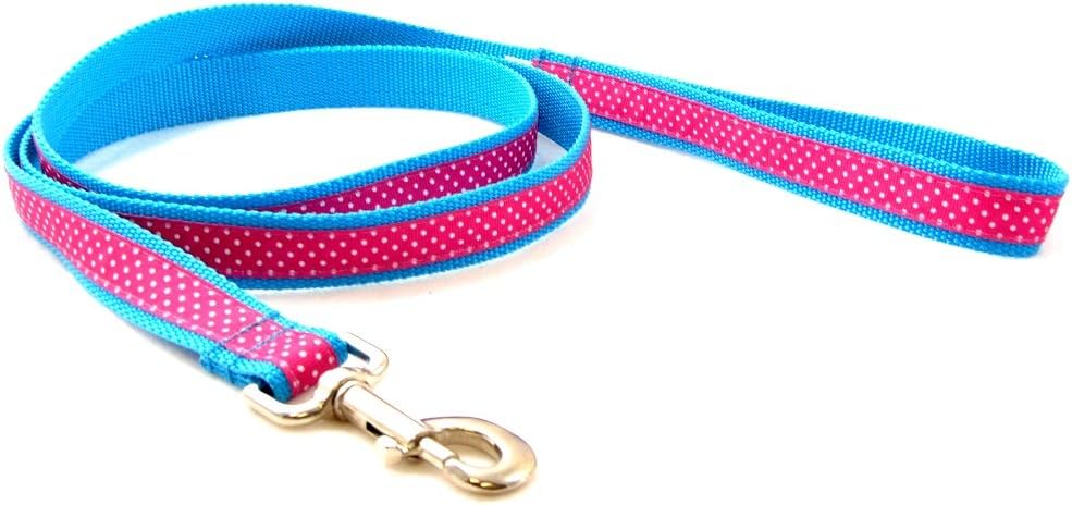 Seaside Pink Polka Dot Dog Leash (LG-1" x6')