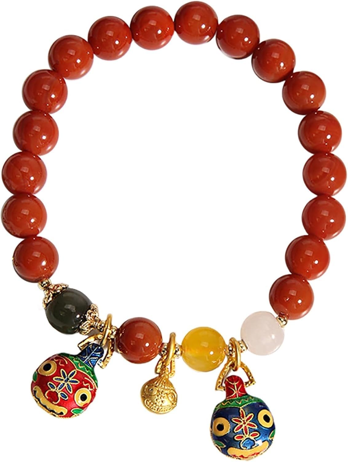 YNIYUJKL Feng Shui Wealth Bracelet South Red Carnelian Agate Enamel Auspicious Animal Crystal Bracelet