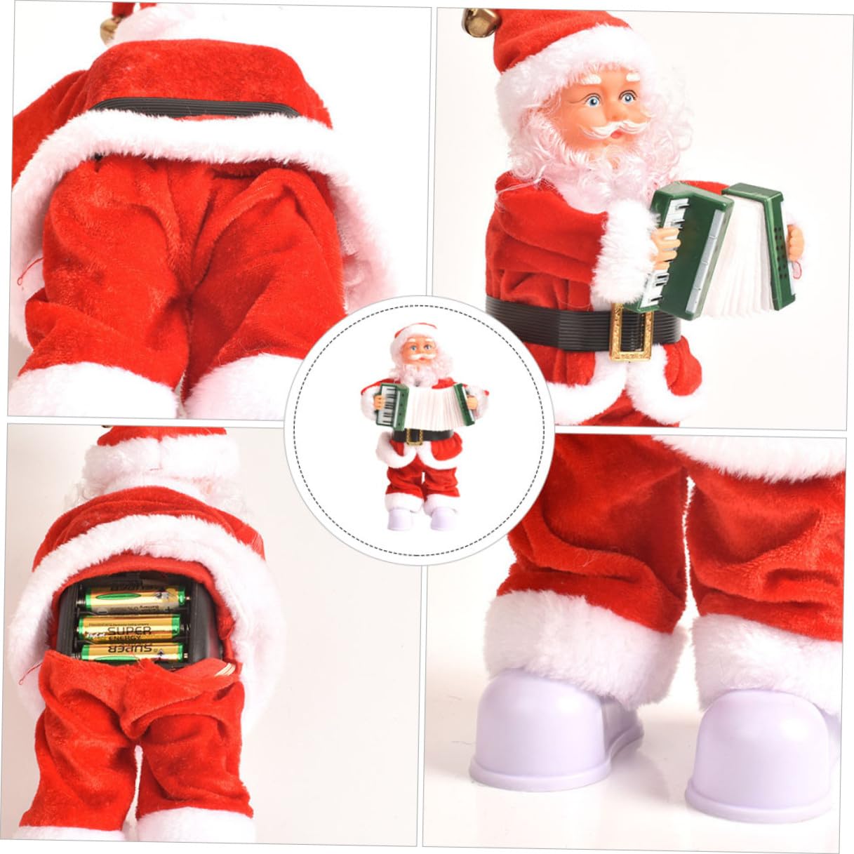 Jouet Décoration de Noël Père Noël Électrique Musique Automatique en Plastique et Tissu Rouge, pour Garçon et Filles et Ambiance Festive Bureau