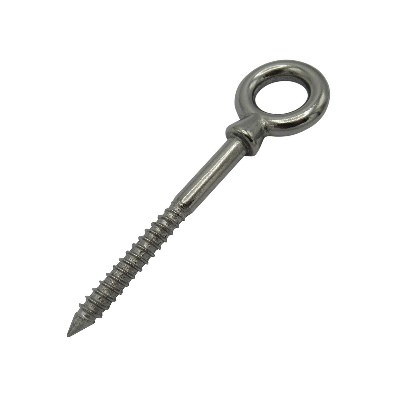 Secure Fix Direct Wood Screw Eye Bolt Stainless Steel 10Mm (80Mm Shank Eyebolt Marine Rope Cable 316)