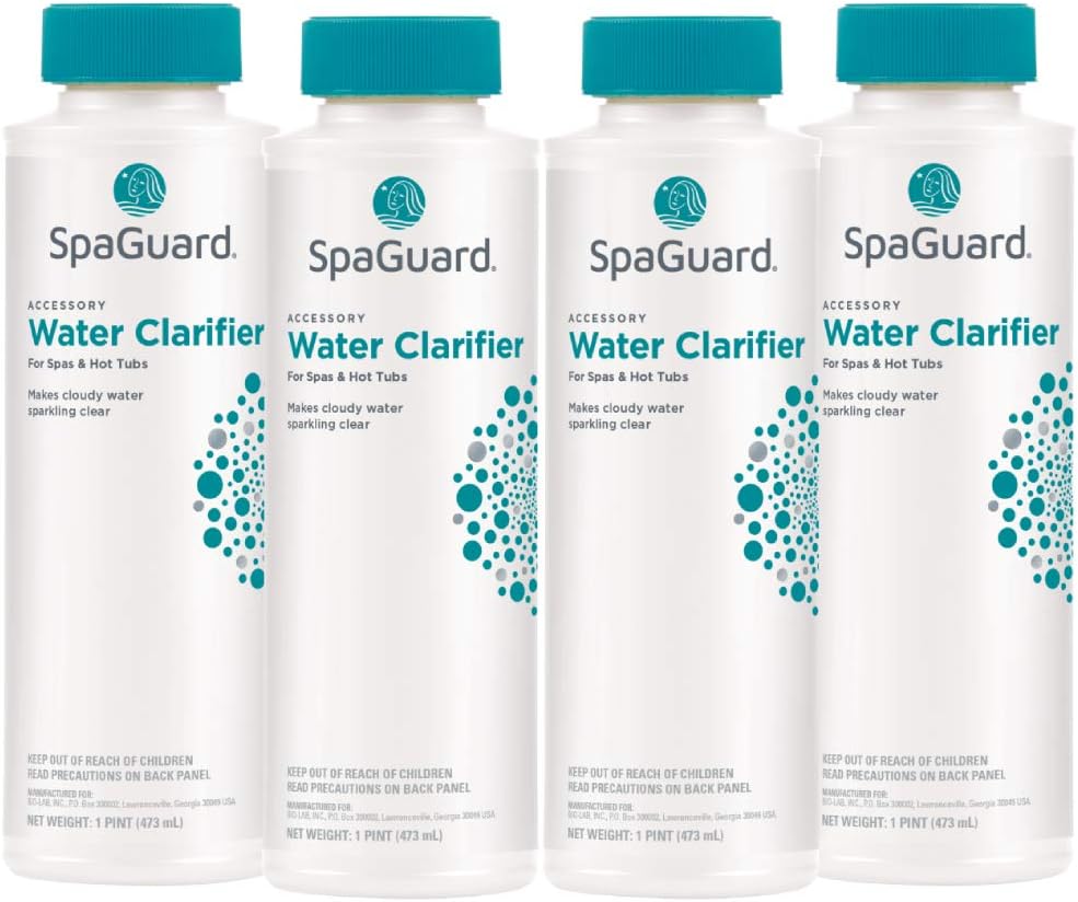 Spa Water Clarifier, 1 Pint, Pack of 4, Makes Cloudy Water Sparkling Clear, Eliminates Odor, Suitable for Spas and Hot Tubs