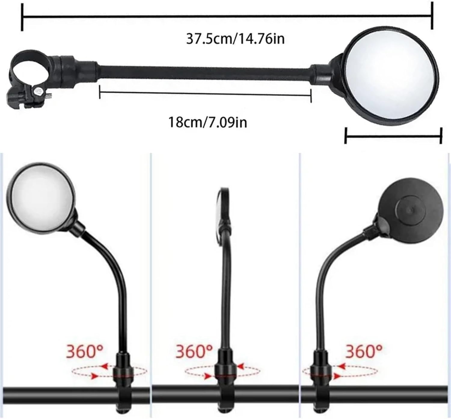 Bicycle Mirrors for Handlebars 4pcs Bicycle Handlebar Mirror, Adjustable Rotating Wide Angle Shockproof Convex