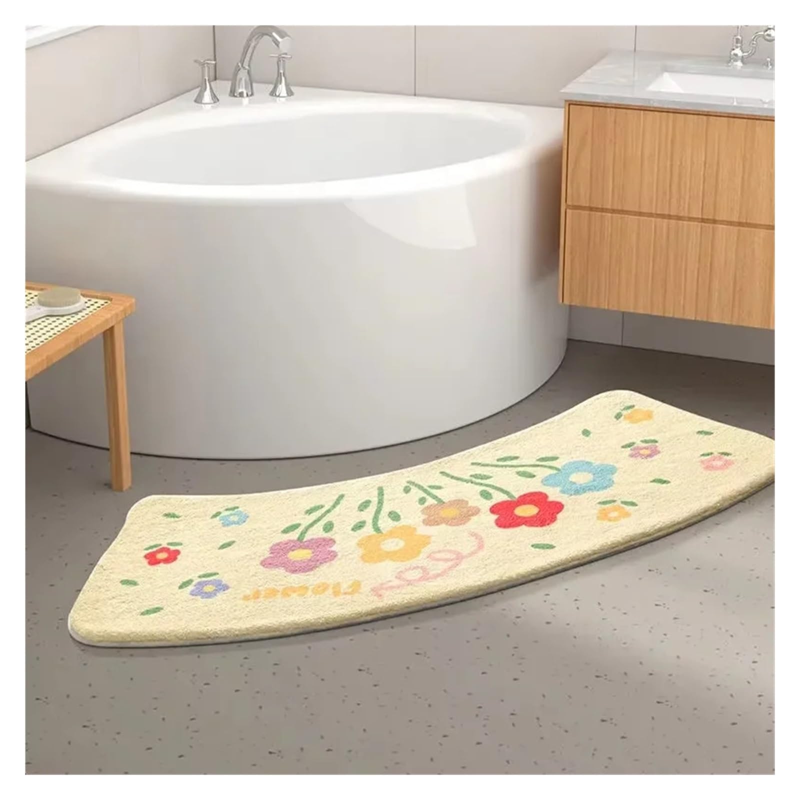 Tappetino da bagno, Tappetino da bagno curvo antiscivolo multicolore di varie dimensioni(Color 2,About 40x80cm)