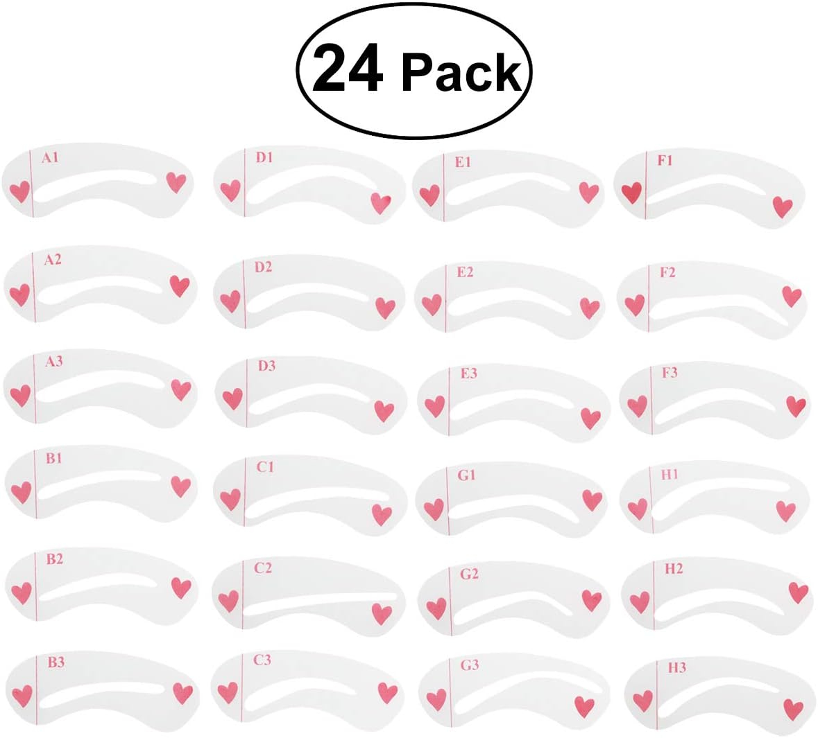 NUOLUX 8 Sets Eyebrow Stencils Eyebrows Grooming Stencil Kit Shaping Templates DIY Tools-24 pcs