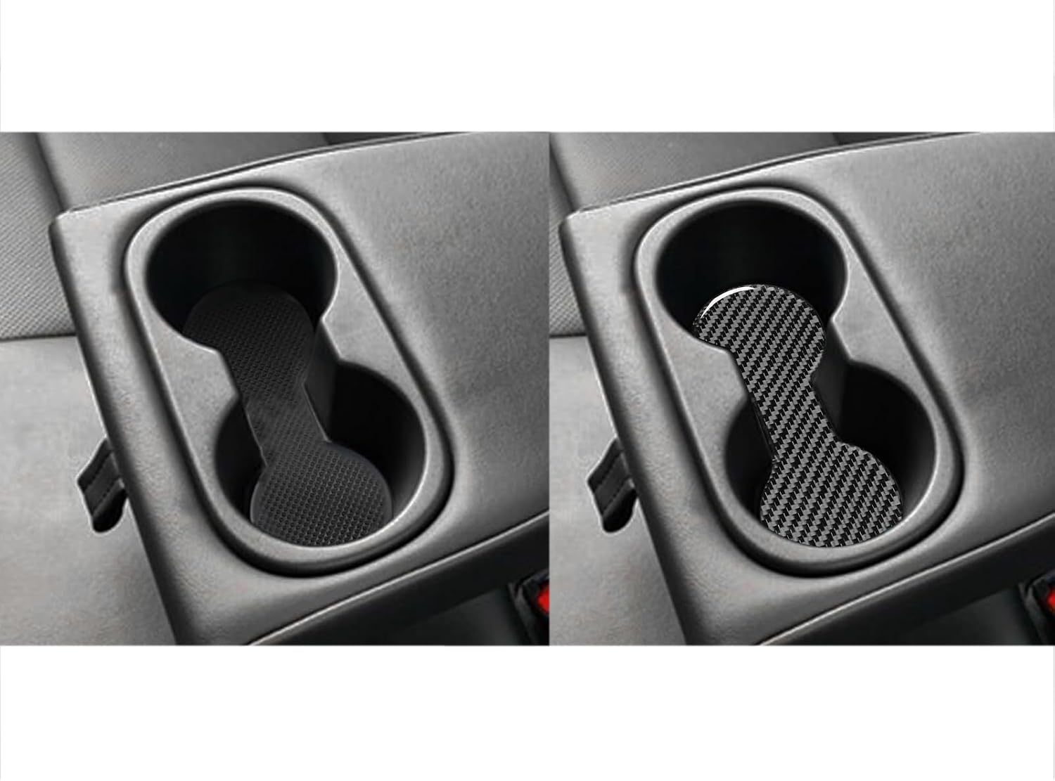 Soft Durable Carbon Fiber Auto Accessories Rear Row Water Cup Holder Groove Gasket Cover Interior Trim Sticker Fit for Toyota Corolla 2020-2025 2021 2022 2023 2024 L LE XLE SE XSE FX Black