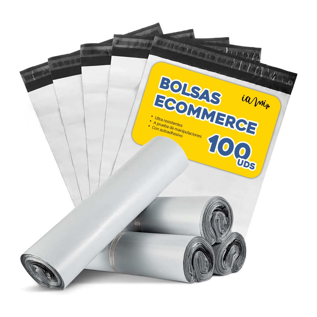 Bolsas Envio Ecommerce - 100 Bolsas 40x60 cms + 5 cms Cierre Autoadhesivo - Sobres Envio Vinted - Bolsas Envio Impermeables - UltraResistentes - Color Blanco
