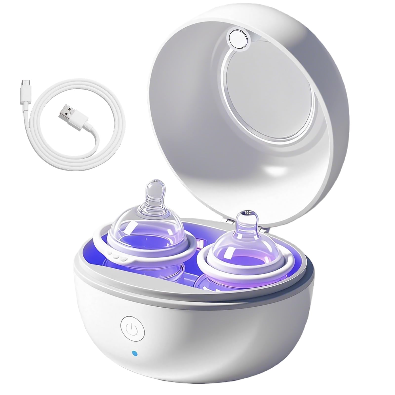 Sterilizzatore per ciuccio: sterilizzatore per ciuccio UV, ciuccio sterilizzatore, 99,99% germicidio in 3 min, ricaricabile USB-C, per tettarelle, piccole parti, lavoro tranquillo, sicuro da