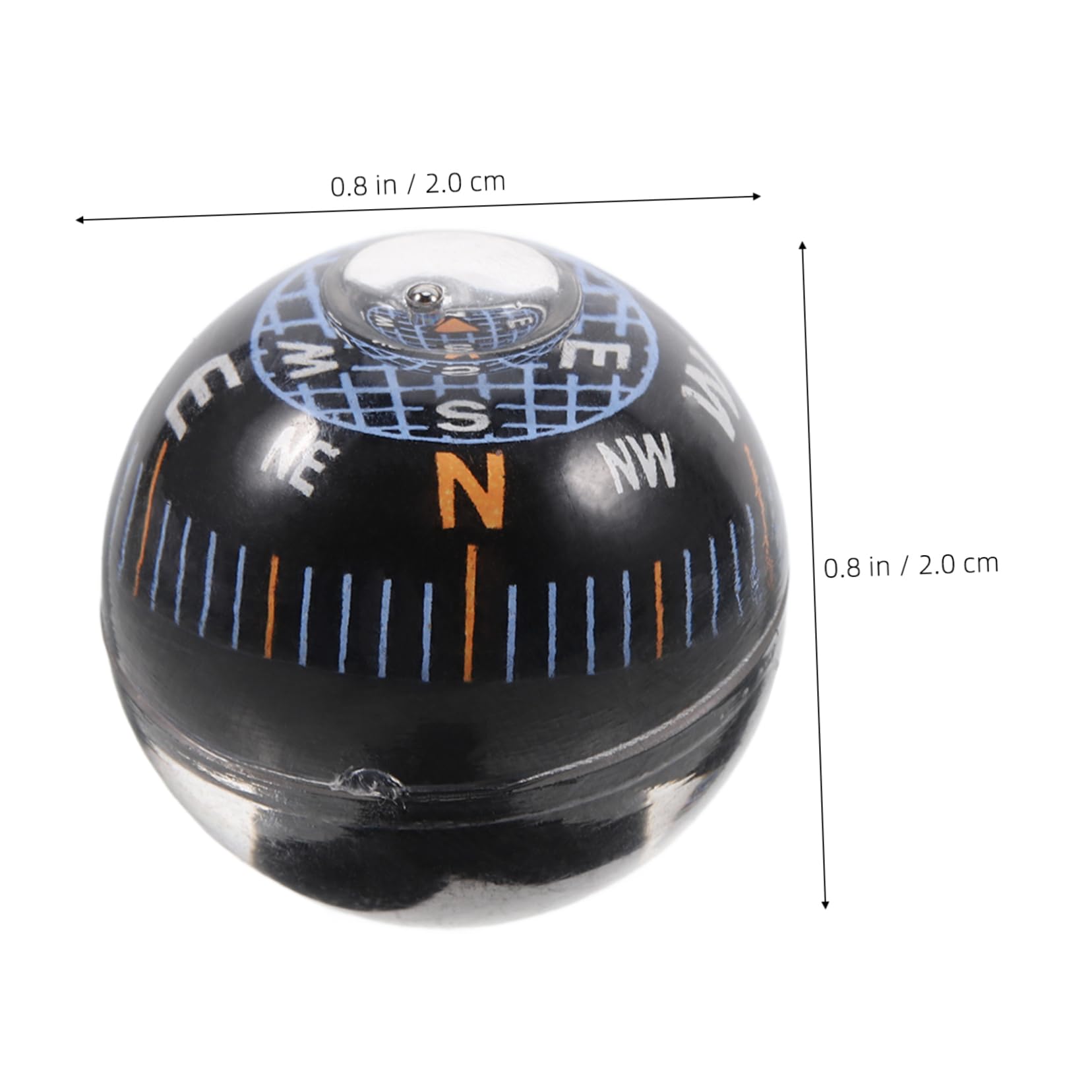 KICHOUSE Sturdy Plastic Black Ball Compass Dashboard Mini Car Compass for Hiking Biking Automotive Dashboard
