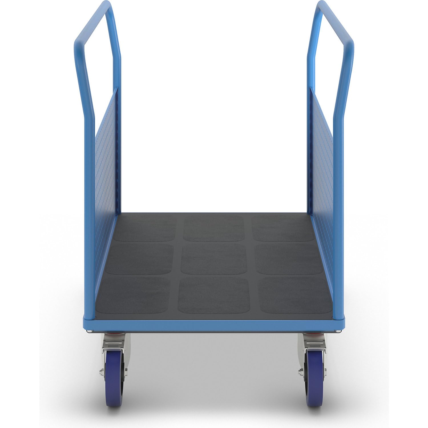 eurokraft pro | Plattformwagen | Mit 2 Lochblechseitenwänden, LxB 1250 x 800 mm, Vollelastik