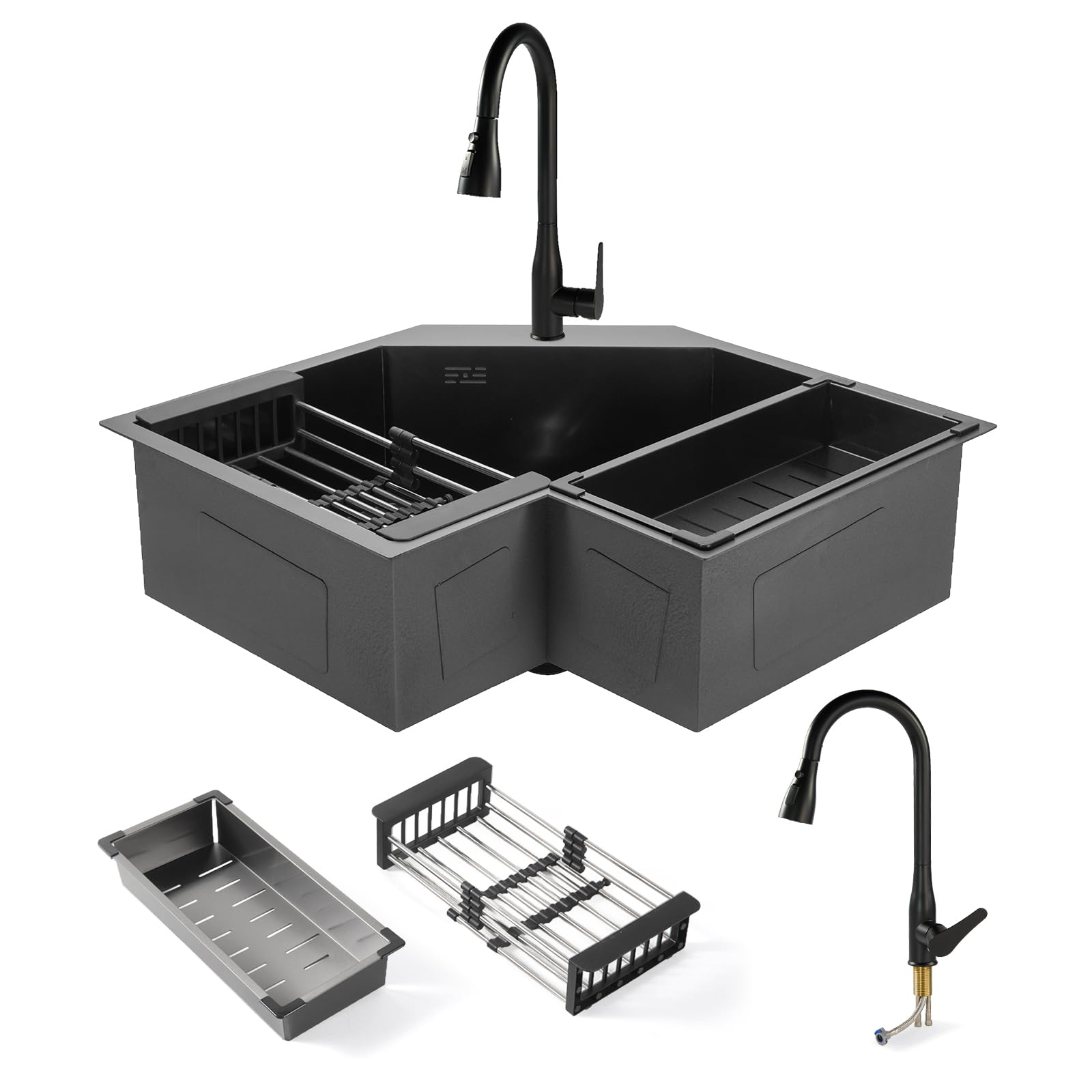 Photo 1 of Sancunhui 25 Inch Black Corner Kitchen Sink