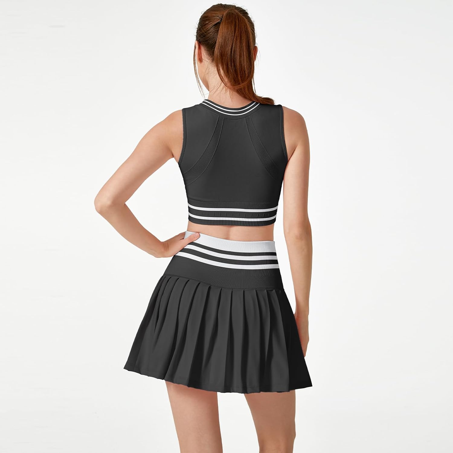 UONNOU Tennis Skirt Set for Women Two Piece Pleated Skort Sets with Pocket Pickleball Athletic Golf Outfits