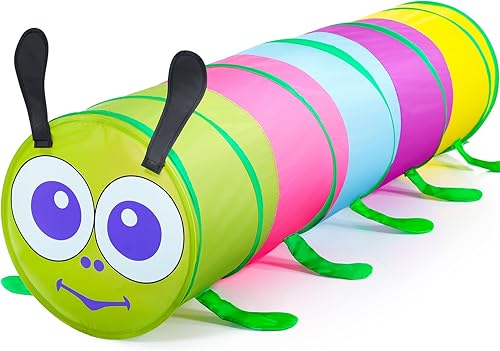 Moncoland Tienda de campaña de túnel de juego para niños pequeños, colorido juguete desplegable para bebés, niños o perros y gatos con malla