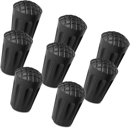 Jakuva Black Rubber Diamonds Trekking Pole Replacement Tip Protectors - Fits Most Standard Hiking Poles - Shock Absorbing, Adds Grip and Stability