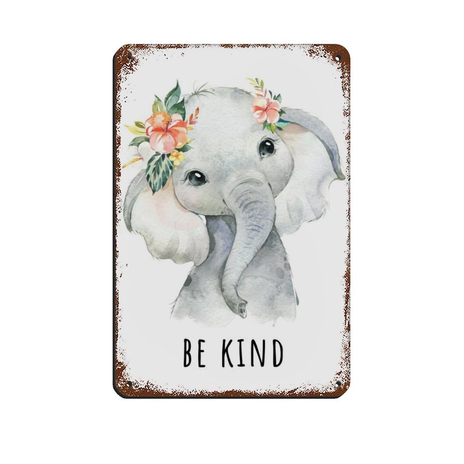 Lxwnze 20L X 30W Cm Baby Animal Poster Elephant Poster Tin Sign Vintage Metal Pub Club Cafe Bar Home Wall Art Decoration Poster Retro 8X12inch(20X30cm)