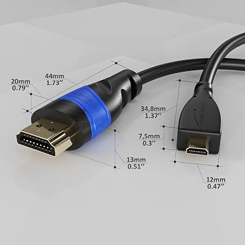 KabelDirekt – 2m – micro-HDMI cable (HDMI – Micro-HDMI, high speed – HDMI 2.0/1.4 with 4K@60 Hz – Ethernet for two-way – Ultra HD, compatible with tablets/cameras/Raspberry Pi, black)