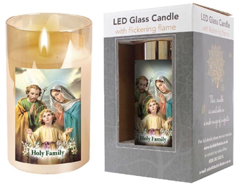 Cbc Holy Familyled Candle Glass Jar Flickering Flame