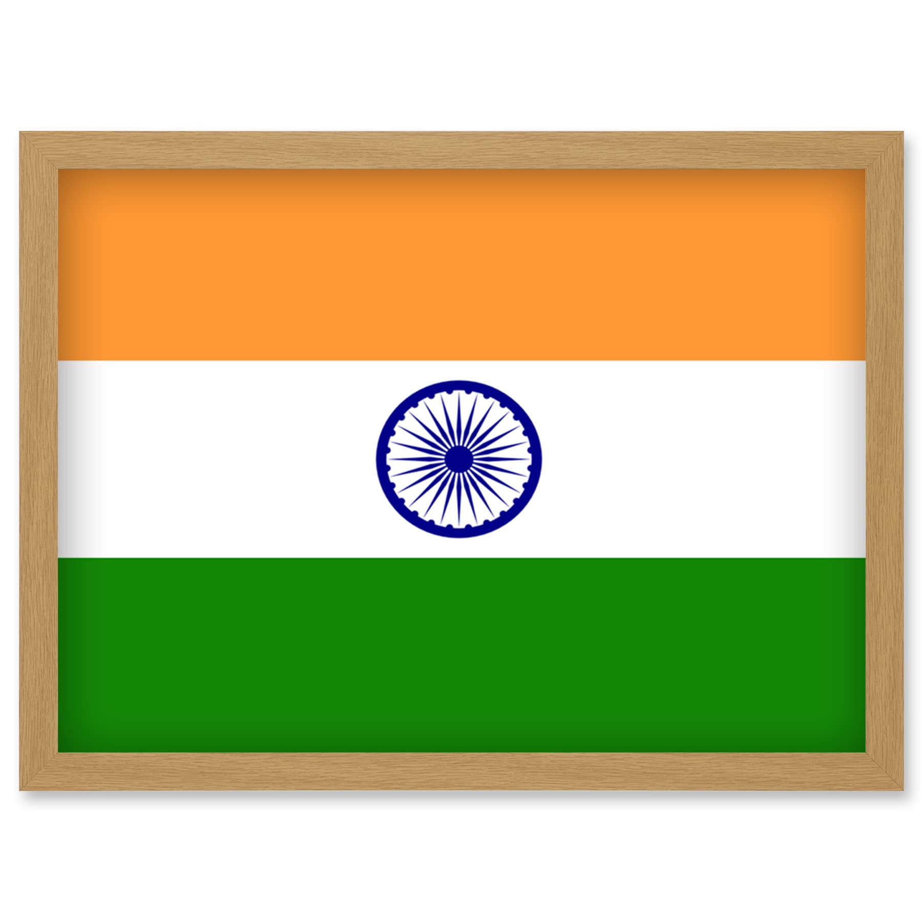 Artery8 India National Flag Patriotic Vexillology World Flags Country Region Poster Artwork Framed Wall Art Print A4