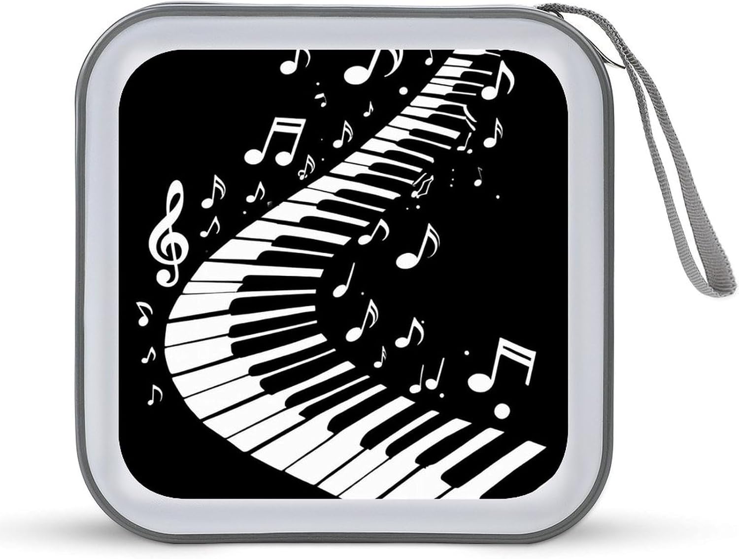 40 Capacity DVD Hard Plastic Case Holder CD Organizer Wallet Protective DVD Storage for Car Home Office (Piano Music Notes Gift Black And White (4))