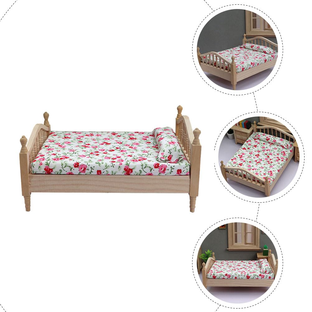 Toyvian Mini Doll House Bed 6.22X4.65X3.43In Small Doll House Furniture Accessory for Decoration Photography Prop with Cloth Material - Image 3