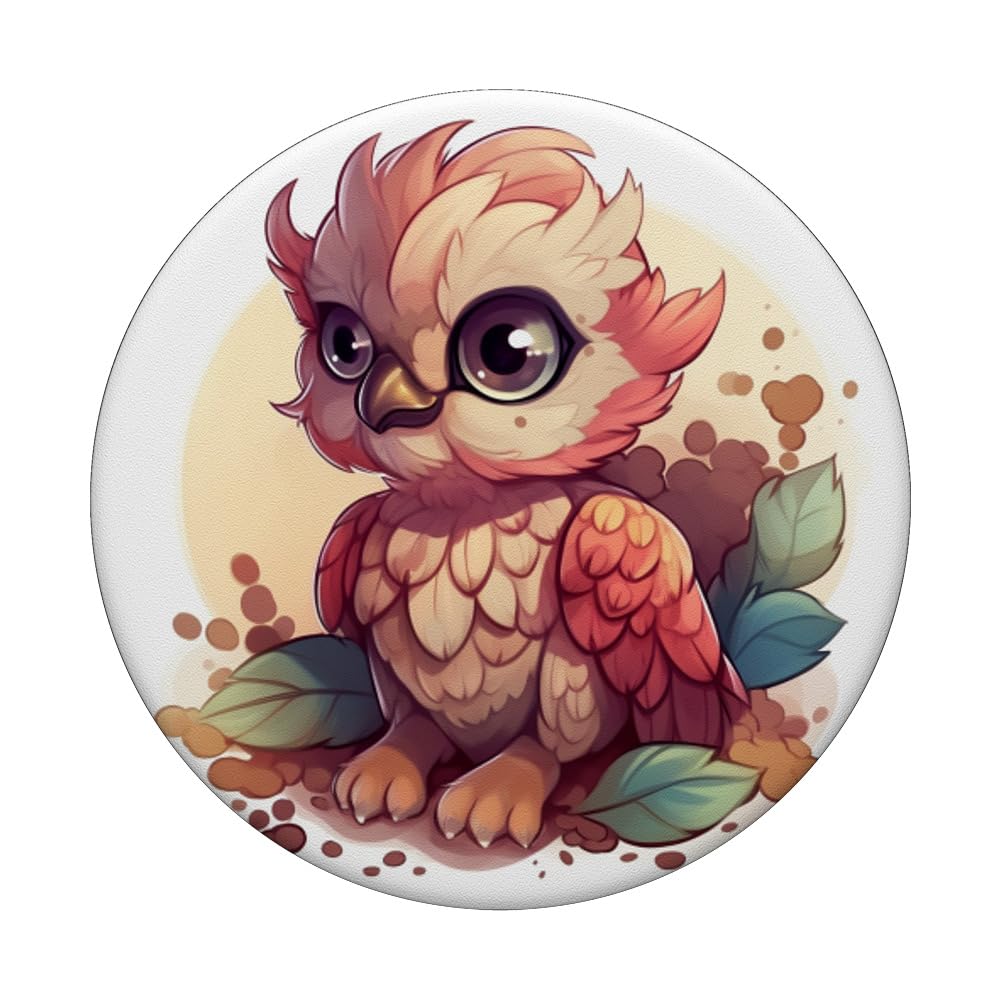 Chibi Griffin Mythical Pastel Baby Griffin PopSockets Swappable PopGrip, Black - Image 3