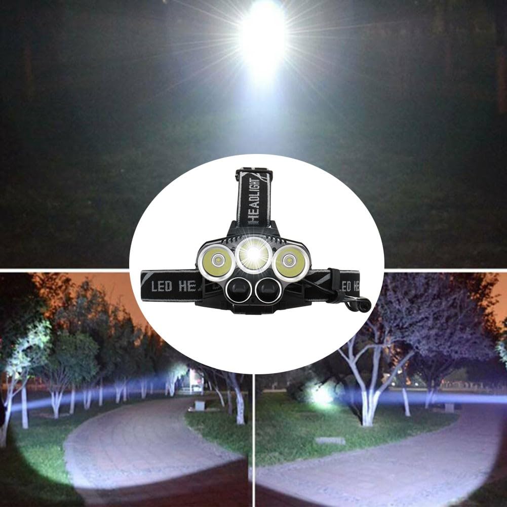 Lampada frontale a LED ricaricabile 4 modalità fascio regolabile 90° per campeggio escursionismo