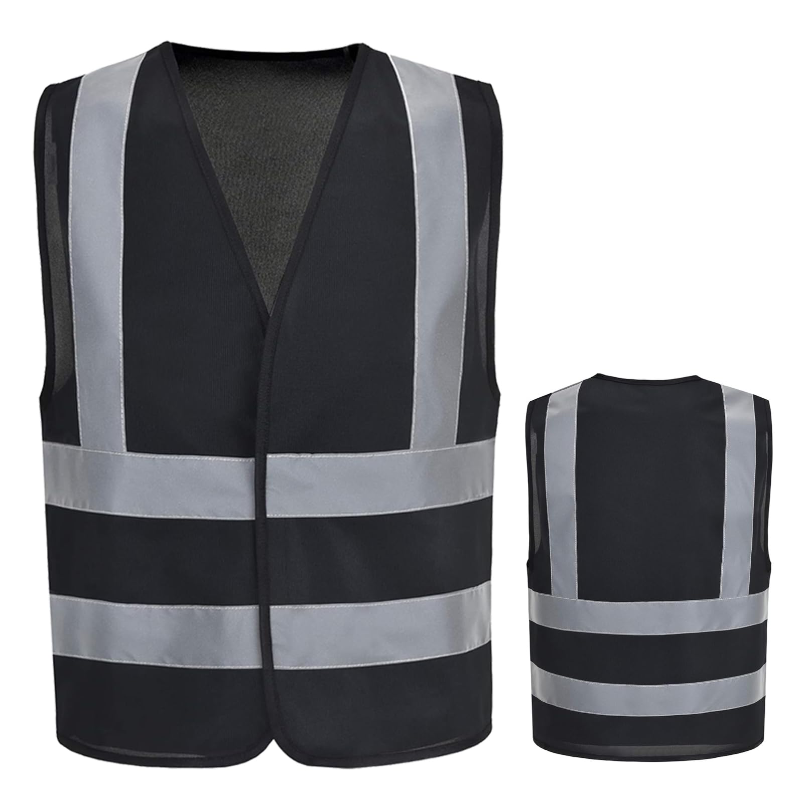 Eco Care Safety Vest, Reflective High Visibility Vests, Day Night Warning Safety Jacket, Men Women - Black