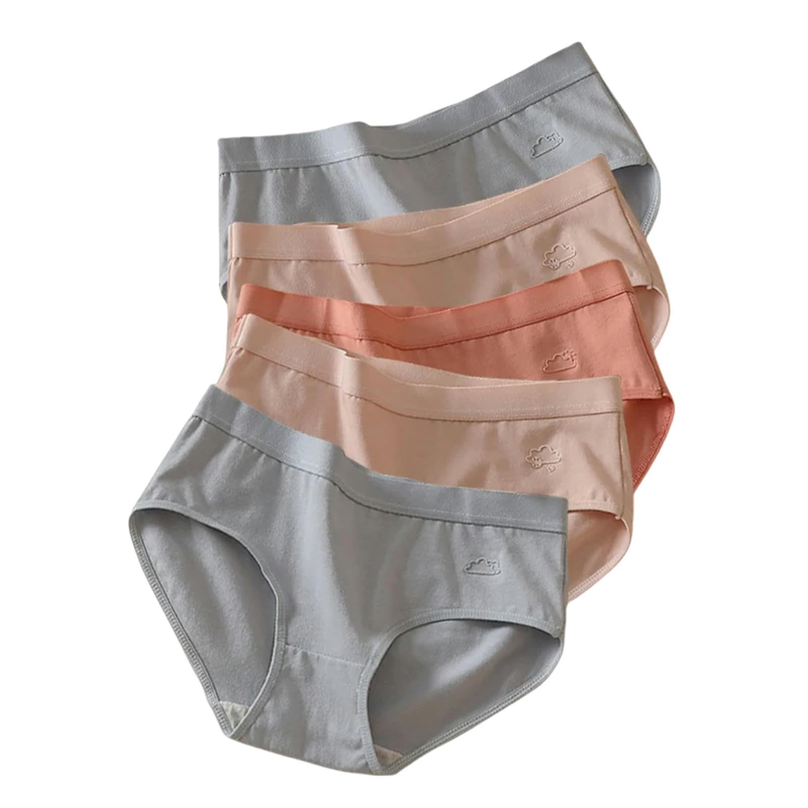 Mutande Donna Cotone 5 Pezzi Mutandine di Cotone per Donne Slip Sexy A Basso Ascesa Femminile Mutandine Biancheria Bianche-Stile 2-XL