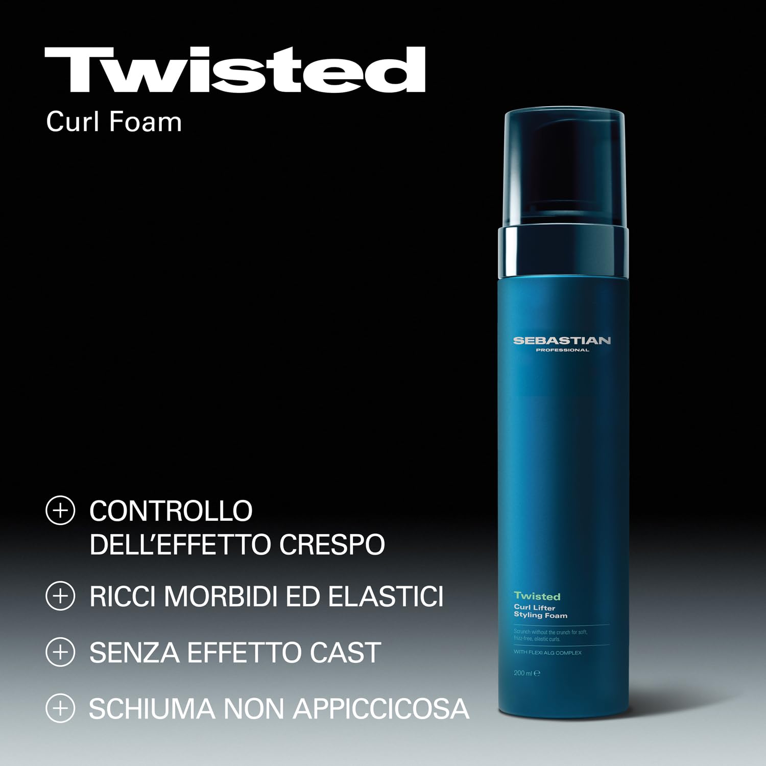 Sebastian Professional Twisted Curl Lifter Styling Foam – Mousse leggera per capelli ricci, elimina il crespo e dona ricci definiti, morbidi e senza residui appiccicosi