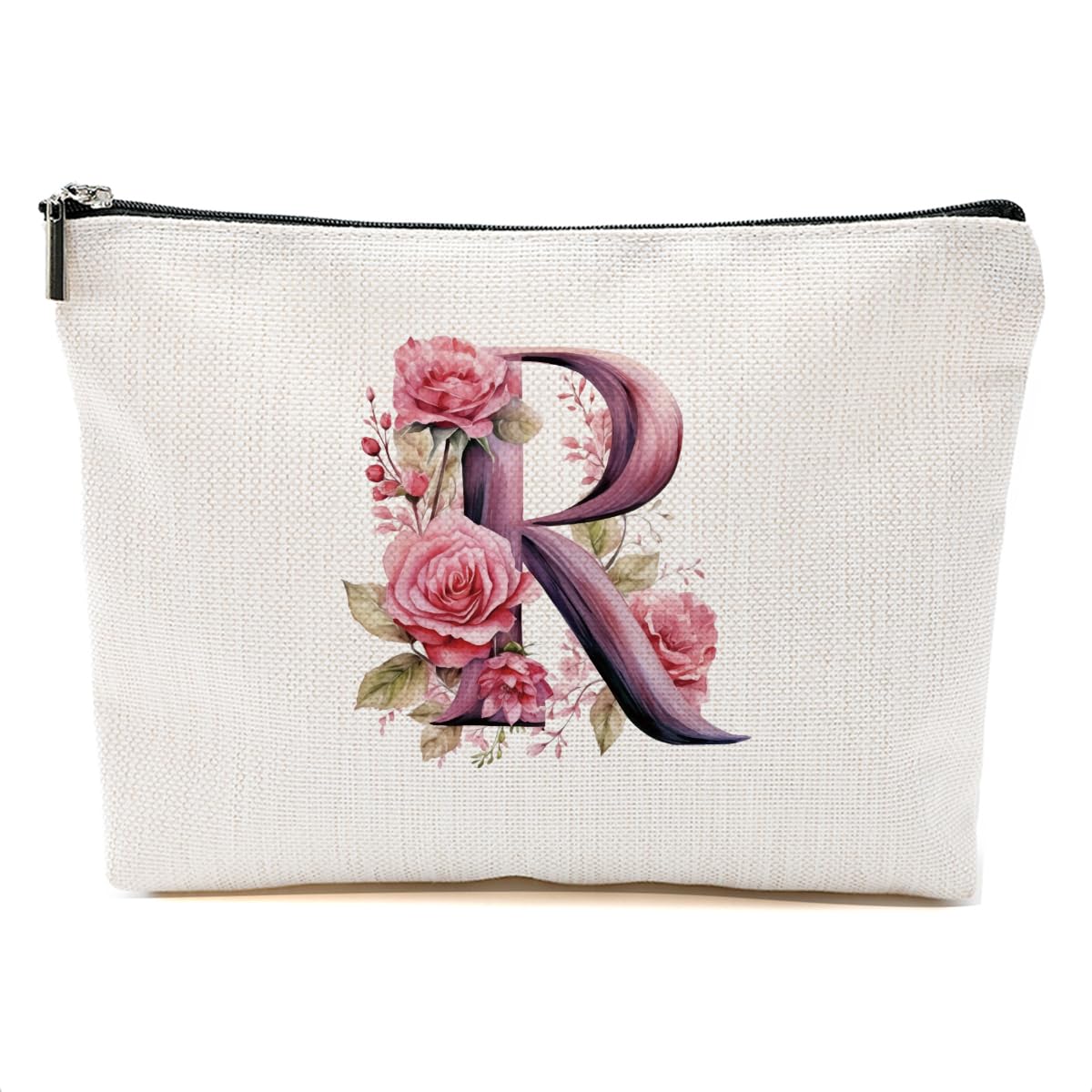 DHKG Initial Makeup Bag Personalized Cosmetic Bag Monogrammed Gifts for Women Grandma Bride Mom Travel Organizer Zipper Pouch Teacher Gifts Mothers